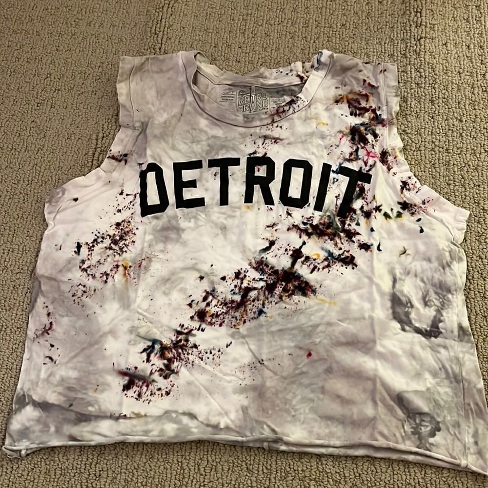 Detroit Tie Dye Retro Brand Tank Medium